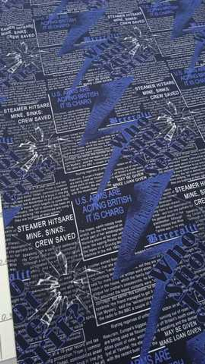 Футер (принт). Газета на черном, 0,8м (БРАК)