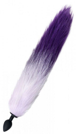 Черная анальная пробка с сиренево-фиолетовым хвостиком (Цвет: сиреневый)