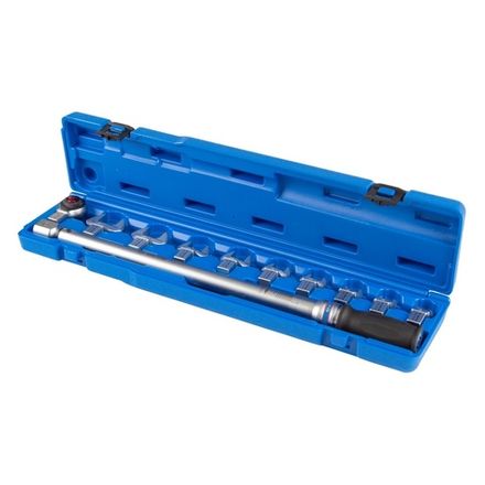 Цена на KING TONY (345203D11MR) Динамометрический ключ серии "FIT", 14х18 мм с набором рожковых насадок 13-30 мм, 60-340 Нм, кейс