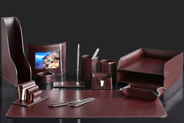 Настольный набор для руководителя 13 предметов из кожи Full Grain Brown