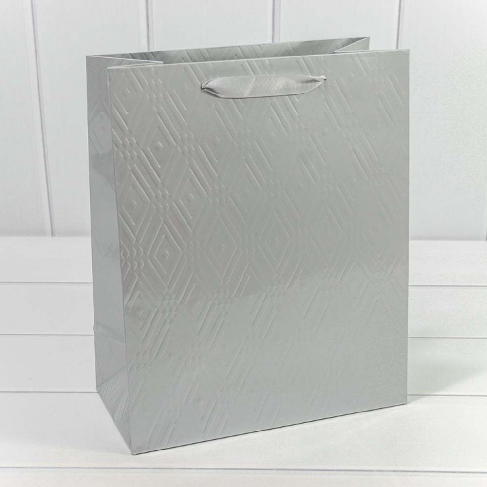 Пакет подарочный 26х32х13см Премиум "Элегант" (Серебряный)