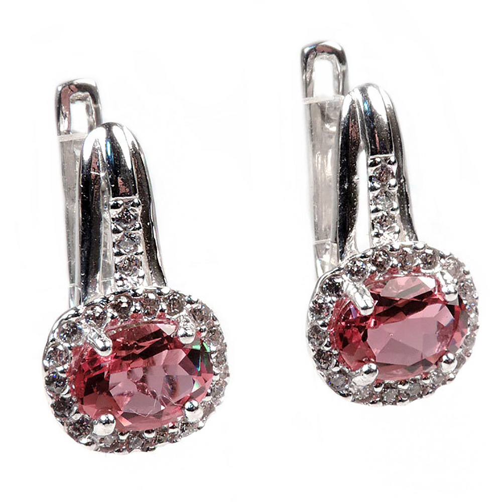 Серьги "Доминика" султанит, циркон