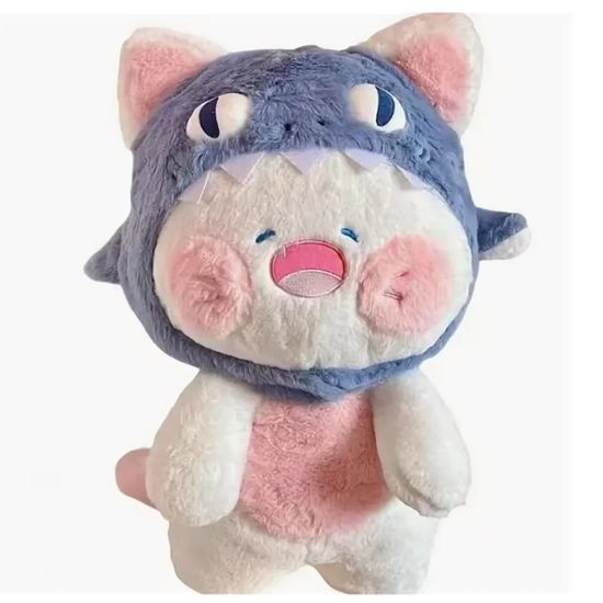 Мягкая игрушка Котик в капюшоне Акулы 35см