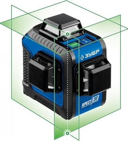 Лазерный уровень ЗУБР ПРОФЕССИОНАЛ крест 3d зеленый 34909