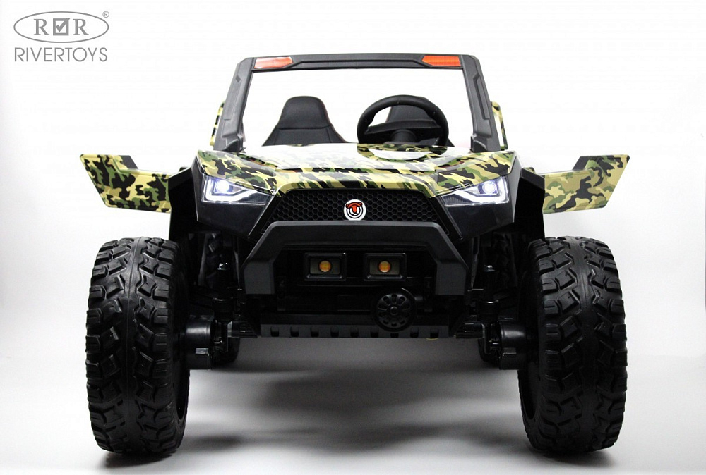 Детский электромобиль RiverToys A707AA LUX 4WD зеленый камуфляж