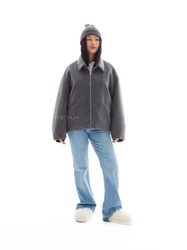 Шерстяная куртка на молнии в цвете графит