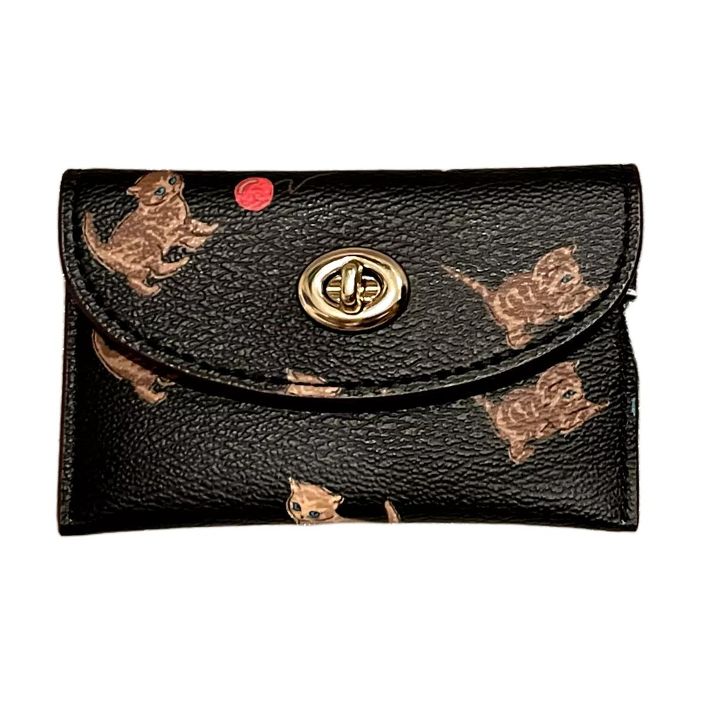 COACH Turnlock Coated Canvas With Leather Card Holder Regular Women"s Black