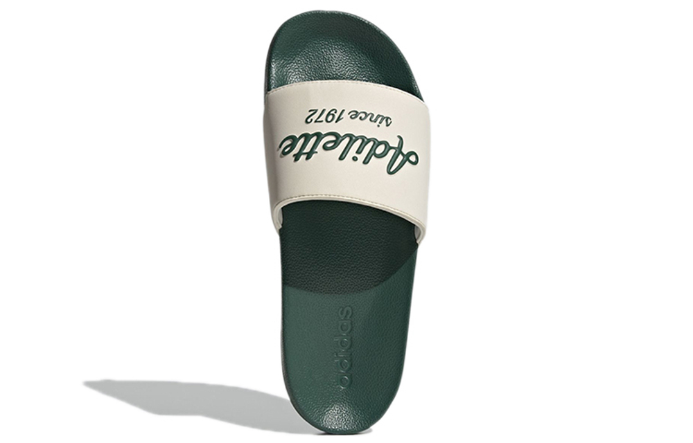 Adidas Adilette series outer wear simple and comfortable leather stitching non-slip anti-wear slippers for men and women with the same style of white and green