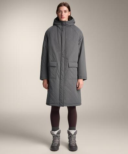 Oysho Водонепроницаемая длинная утепленная куртка FELLEX® AEROGEL 3K, антрацитово-серый