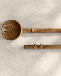 ZARA HOME СТОЛОВЫЕ ПРИБОРЫ ДЛЯ САЛАТА ИЗ ДЕРЕВА (2 ШТ.), СВЕТЛО-БЕЖЕВЫЙ