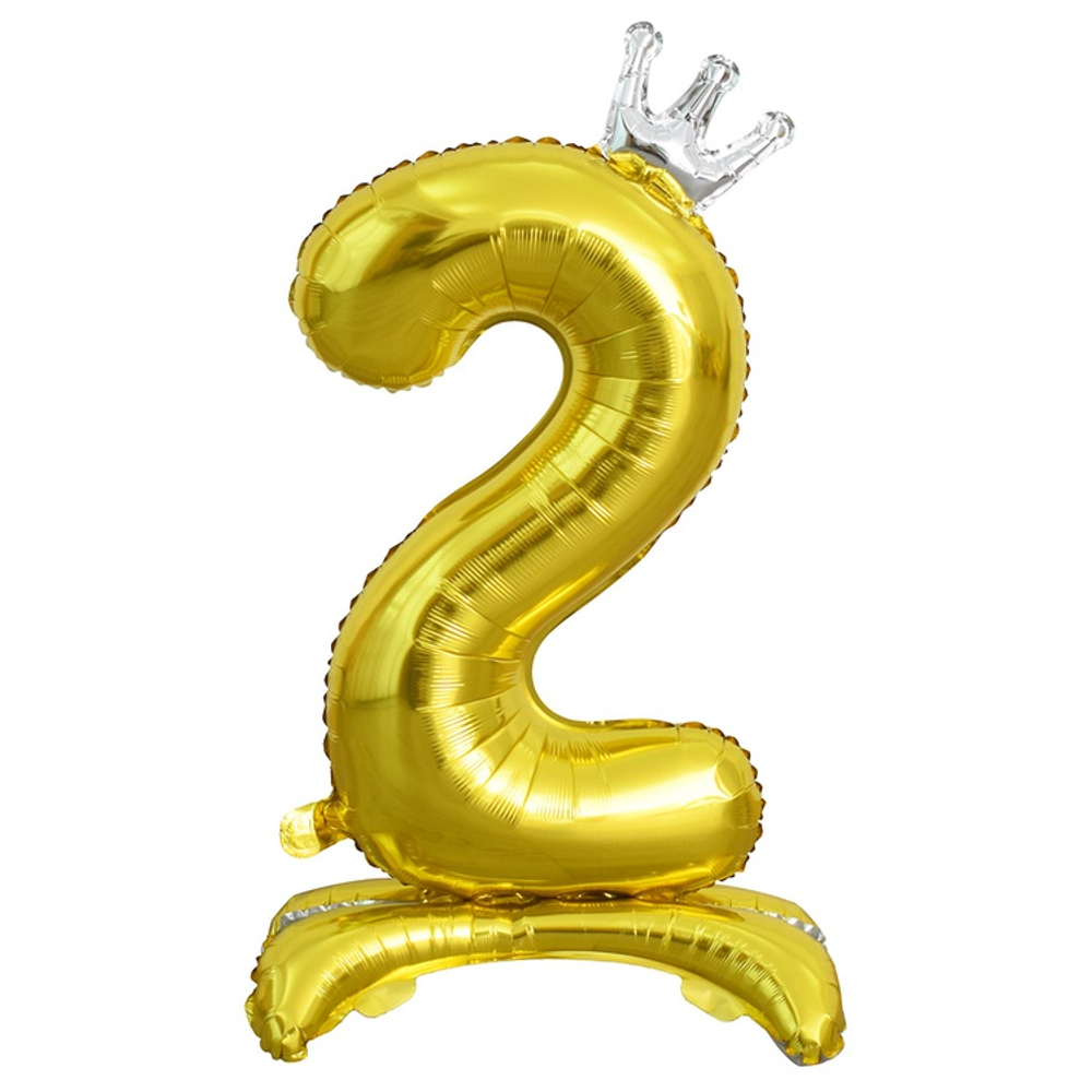 Шар фольгированный Цифра 2 81 см (Золотой)