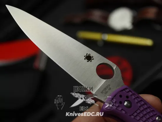 Складной нож Spyderco Endura Flat Ground Purple C10FPPR c клинком из стали VG-10, рукоять FRN