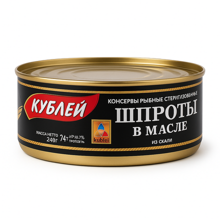 Шпроты крупные Кублей 240 гр