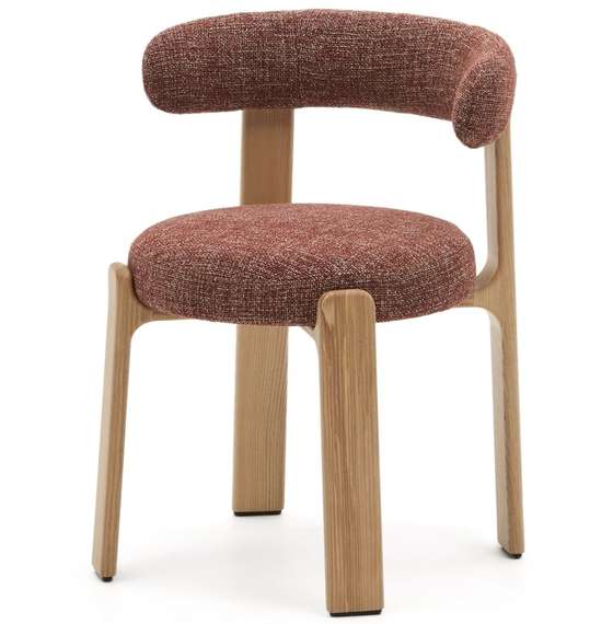 Стул Granite на 4 ножках из терракотового шенилла и массива ясеня в натуральной отделке