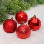 Новогодние шары «Зимняя вечеринка» 6 см (набор 16 шт), Красный