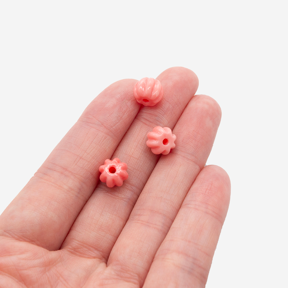 Подвеска резная "Бутон", 8мм, коралловая пудра