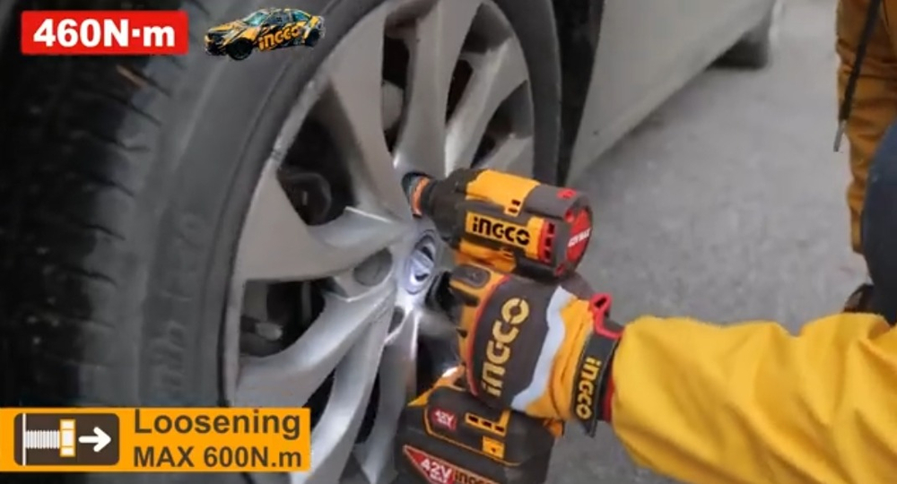 Аккумуляторный бесщёточный ударный гайковёрт INGCO CIWLI42461 INDUSTRIAL 42 В 1/2" 460 Нм