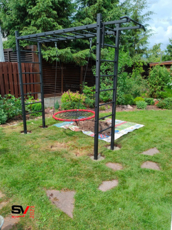 Монтаж уличной шведской стенки Sv Sport Рукоход (4 вертикальных столба)