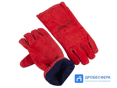 Перчатки пескоструйщика (кожа), красные арт. EXT red
