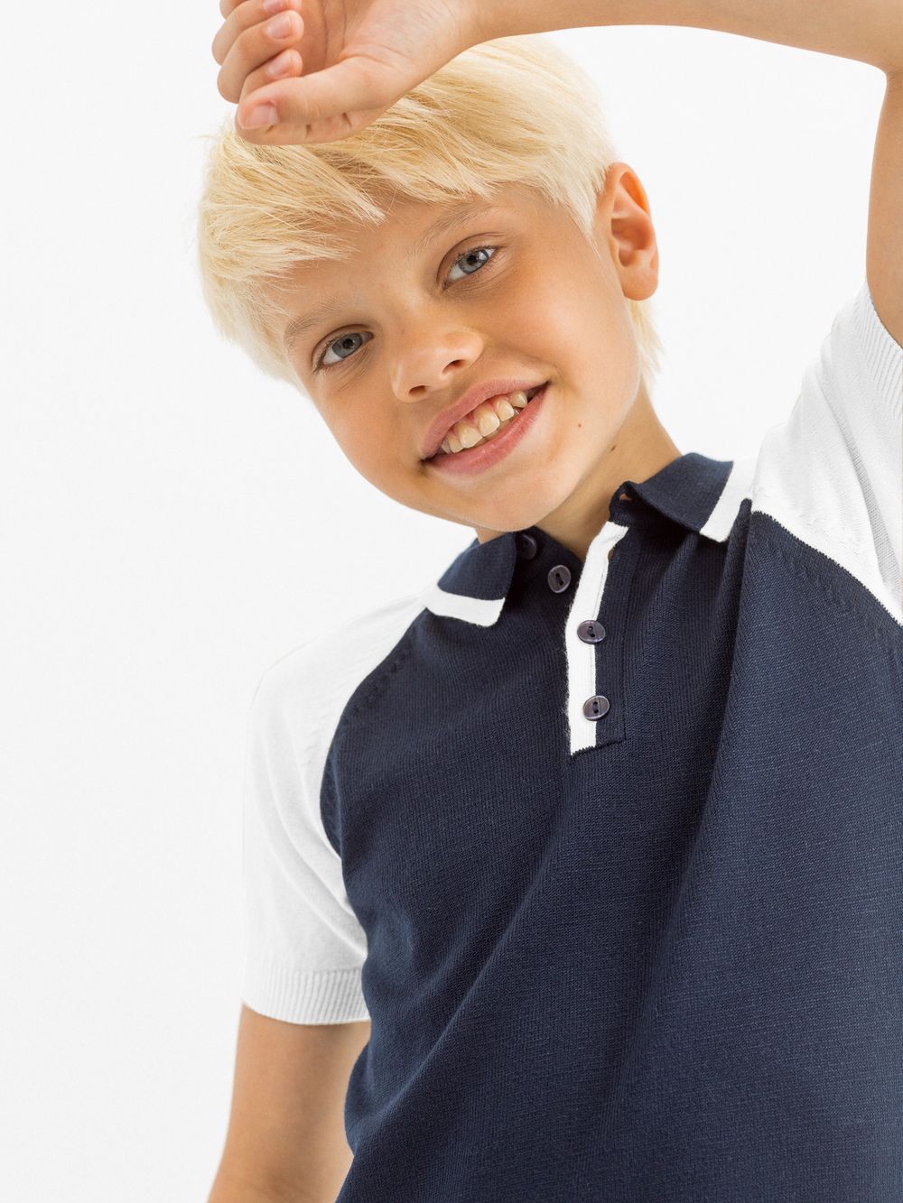 Поло для мальчика AT497 сине-белый