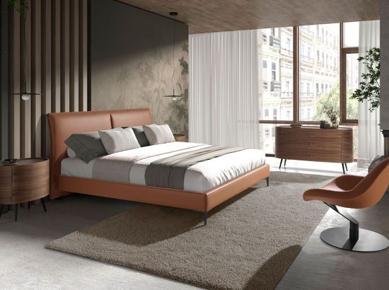 Кровать 7158/GC2015B коричневая из экокожи 180 x 200