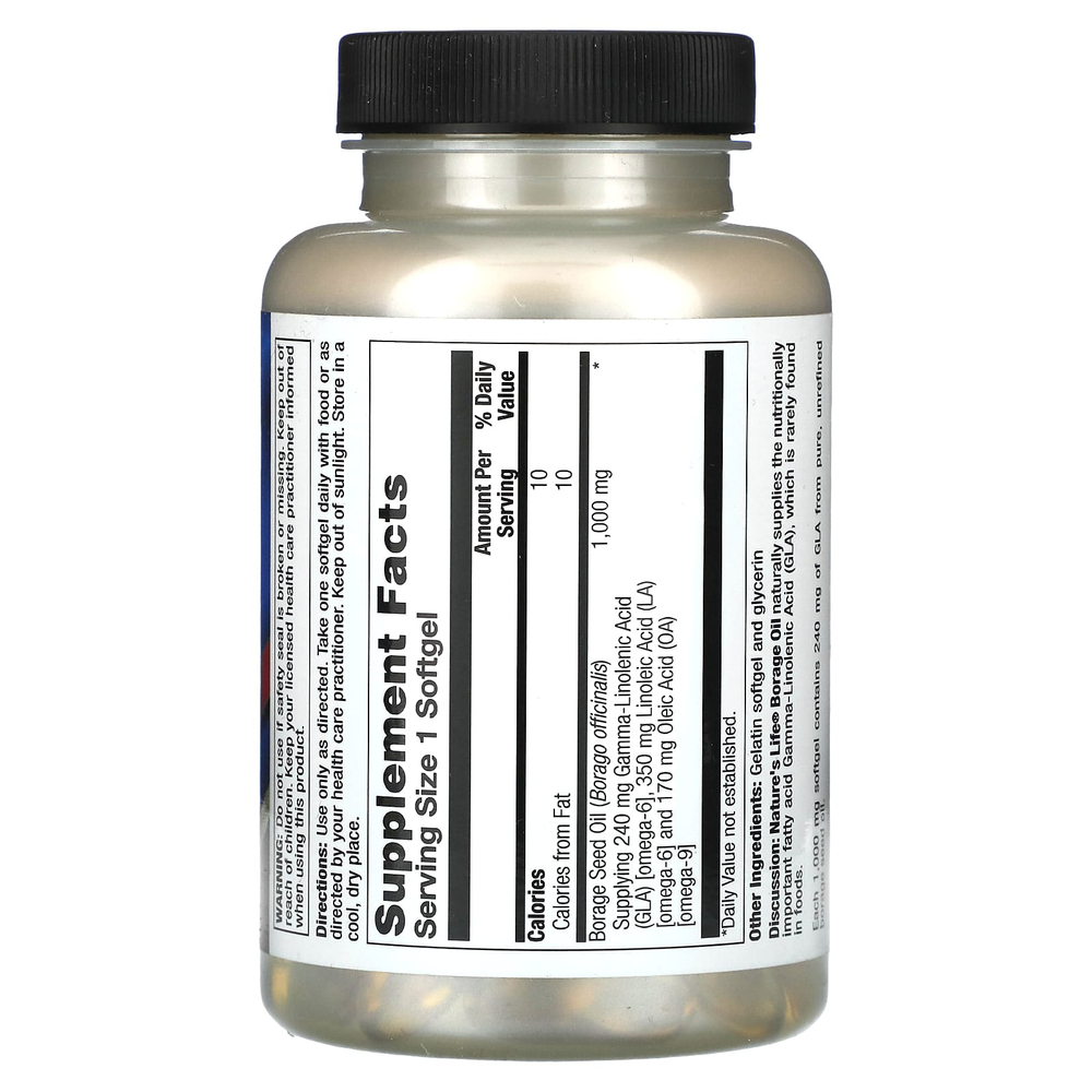 Nature's Life, масло бурачника, 1000 мг, 60 капсул