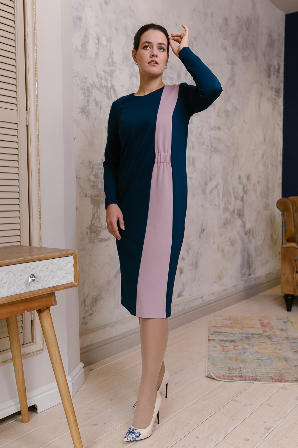 Трикотажное платье 3059АЕ, Изумрудный #234И053059АЕ