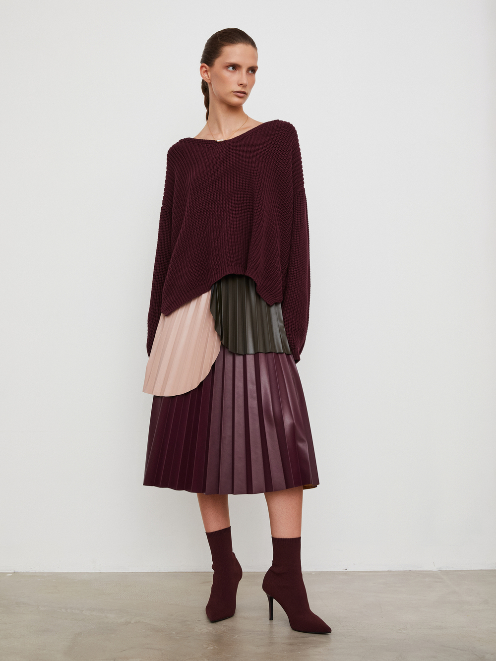 Юбка Pleatst Bordo