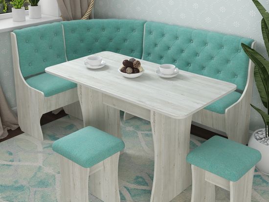 Кухонный уголок bravo "Оливьер" (Сосна Винтерберг/Велюр Romance Mint (AT)) -G/Л3