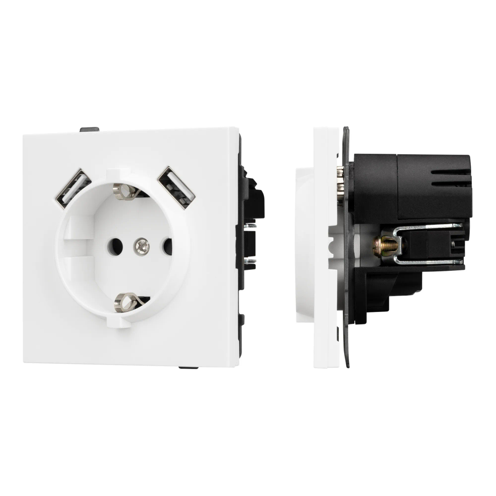 Механизм розетки с USB зарядкой SCT-TENDO-MUAA-PL-WH (230V, 16A) (Arlight, -) 054082