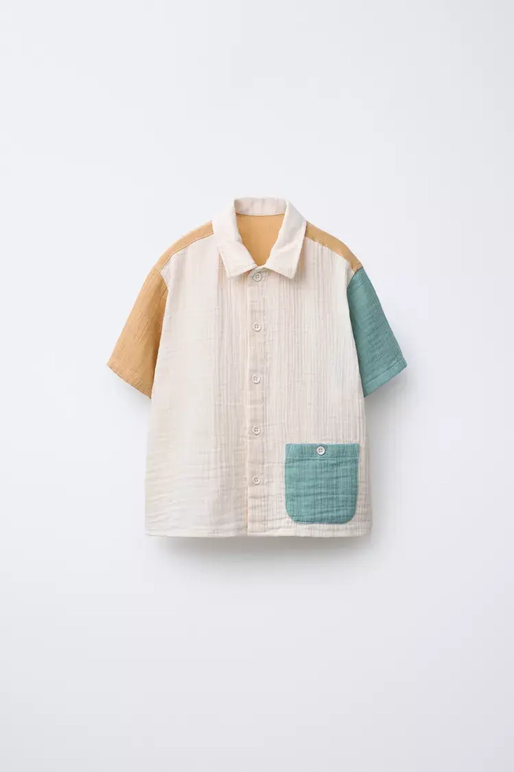 ZARA РУБАШКА ИЗ РЕЛЬЕФНОЙ ТКАНИ, ЭКРЮ