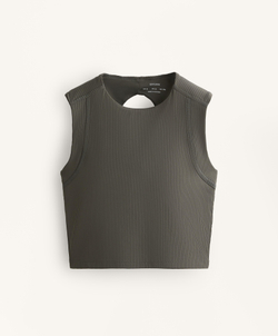 Oysho Топ Comfortlux Rib без рукавов, зеленый