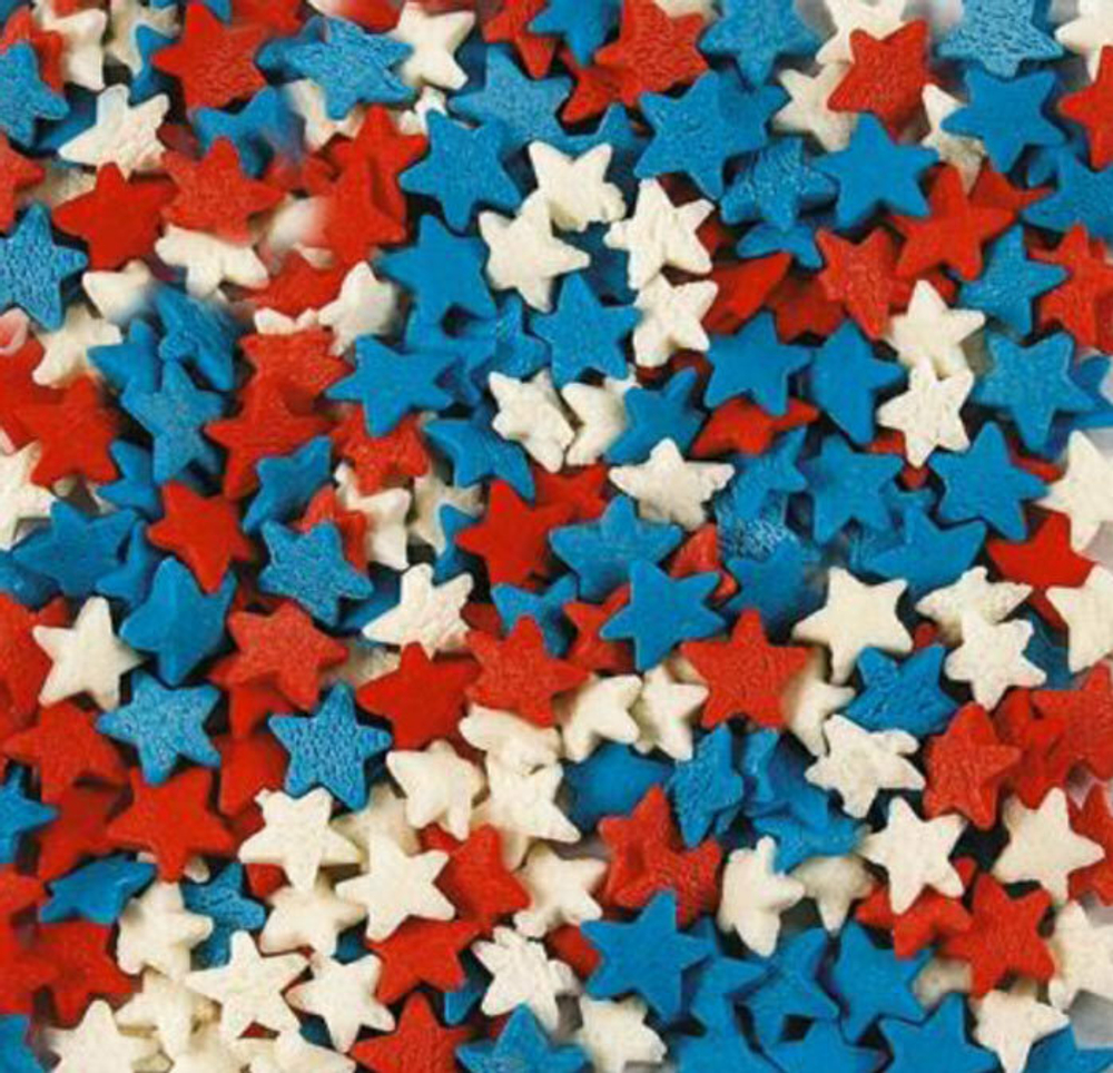 Посыпка звезды красно-бело-синие 100 гр