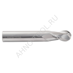 Фреза твердосплавная сферическая 8мм (L=60, l=16, хв=6) Z2 35° по алюминию и цвет.металлам BRAL-2B-R4.0 AHNO
