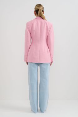 Приталенный жакет со стежкой розового цвета
