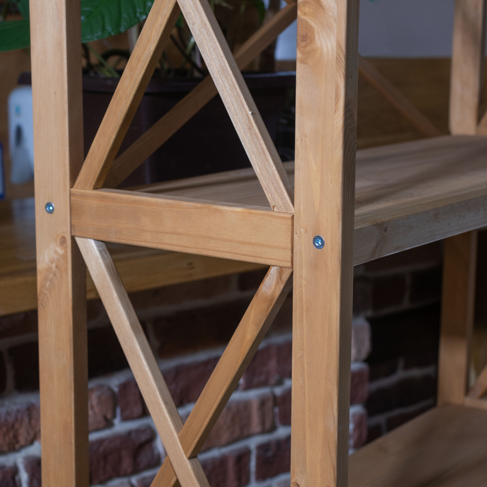 Стеллаж деревянный напольный Юск из массива сосны 3 полки, бейц