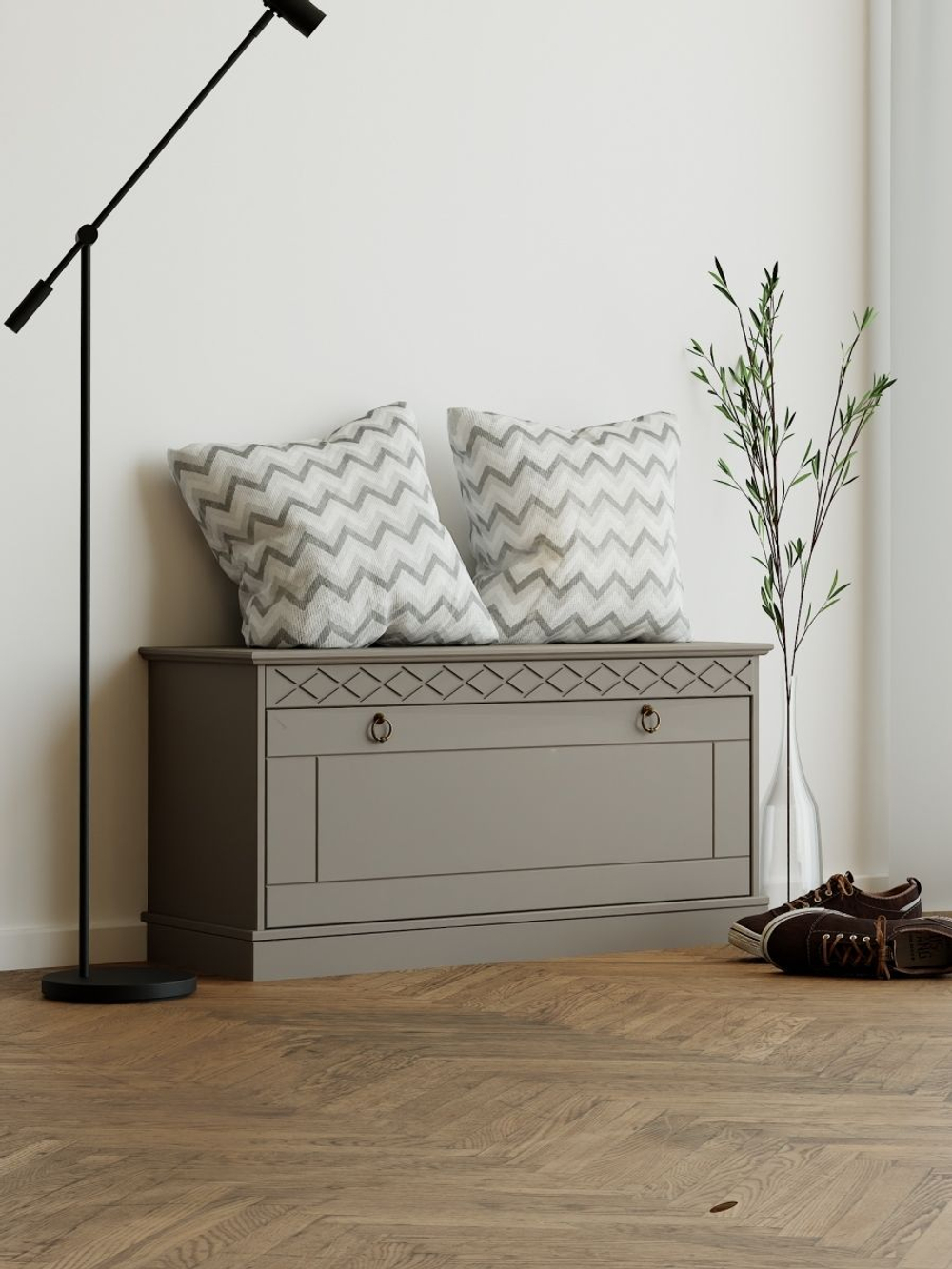 Обувница 91х42х40, Индра, тумба для обуви, с сиденьем, банкетка, в прихожую, МДФ, серый, Dipriz