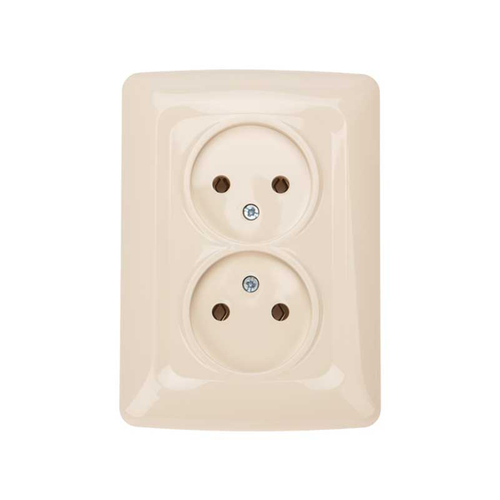 DEA Розетка 2-ая керамика б/з с/у 10А Беж KRANZ KR-78-0249