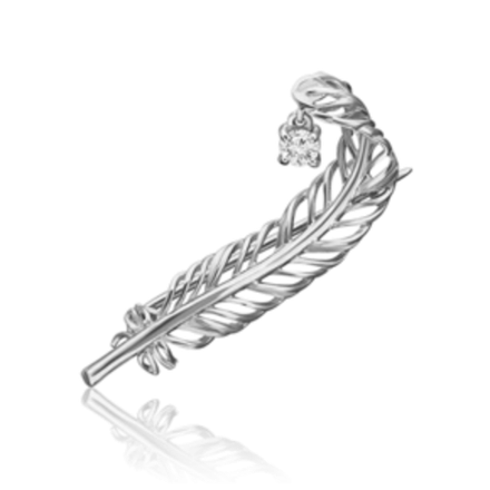 Брошь «Перо» из белого золота c фианитом Артикул: 04-0240-00-401-1120-03