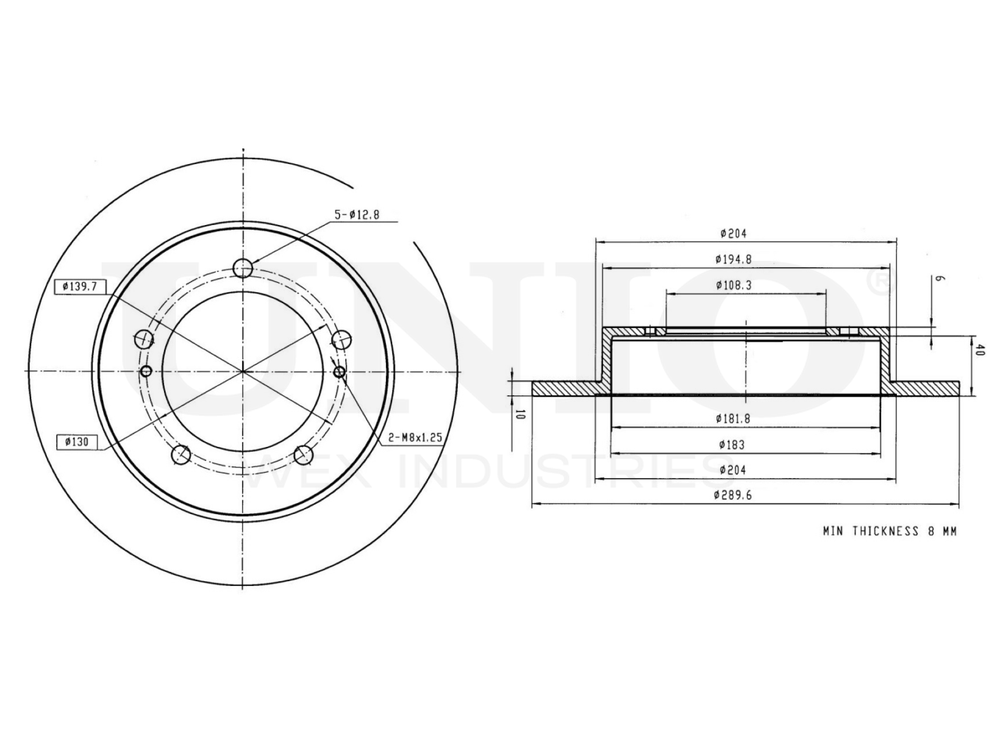 Диск тормозной передний UNIO BRD-20360