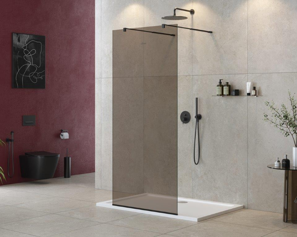 Душевая перегородка Cezares LIBERTA-L-2-100-BR-NERO чёрный профиль, стекло бронза