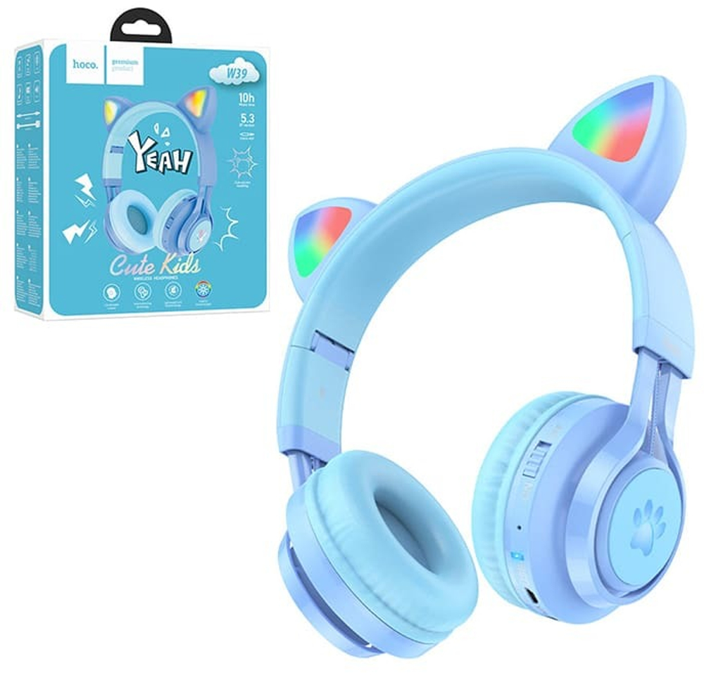 Полноразмерные Bluetooth наушники HOCO W39 Cat (синий)