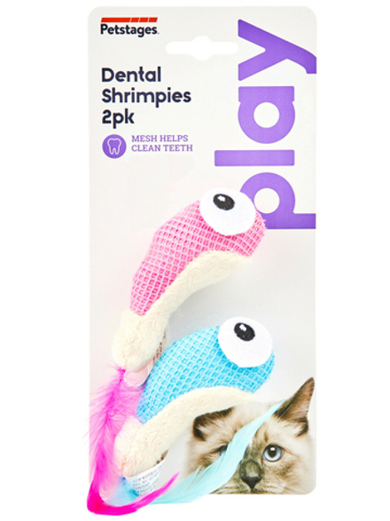 Petstages игрушка для кошек Dental "Креветки" 2 шт. с кошачьей мятой, 7 см