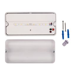 ULW-K25B 6W-4000K-EMG IP65 WHITE Светильник светодиодный влагозащищенный с БАП. Белый свет 4000K. 660Лм. Размер 220x105x50мм. Корпус белый. ТМ Uniel