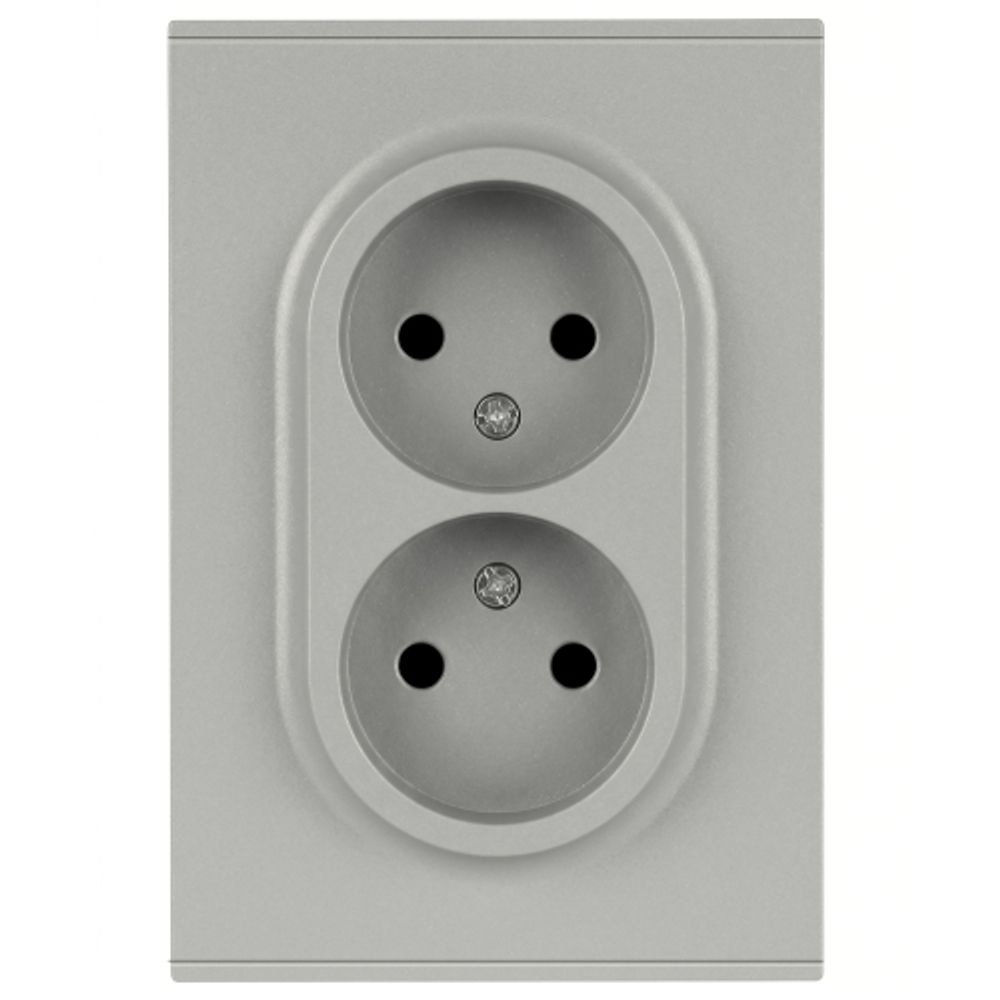 Розетка ЭРА Arktik 16-2107-03 без заземления двойная 2X2P 16А-250В алюминий | Эра Arktik
