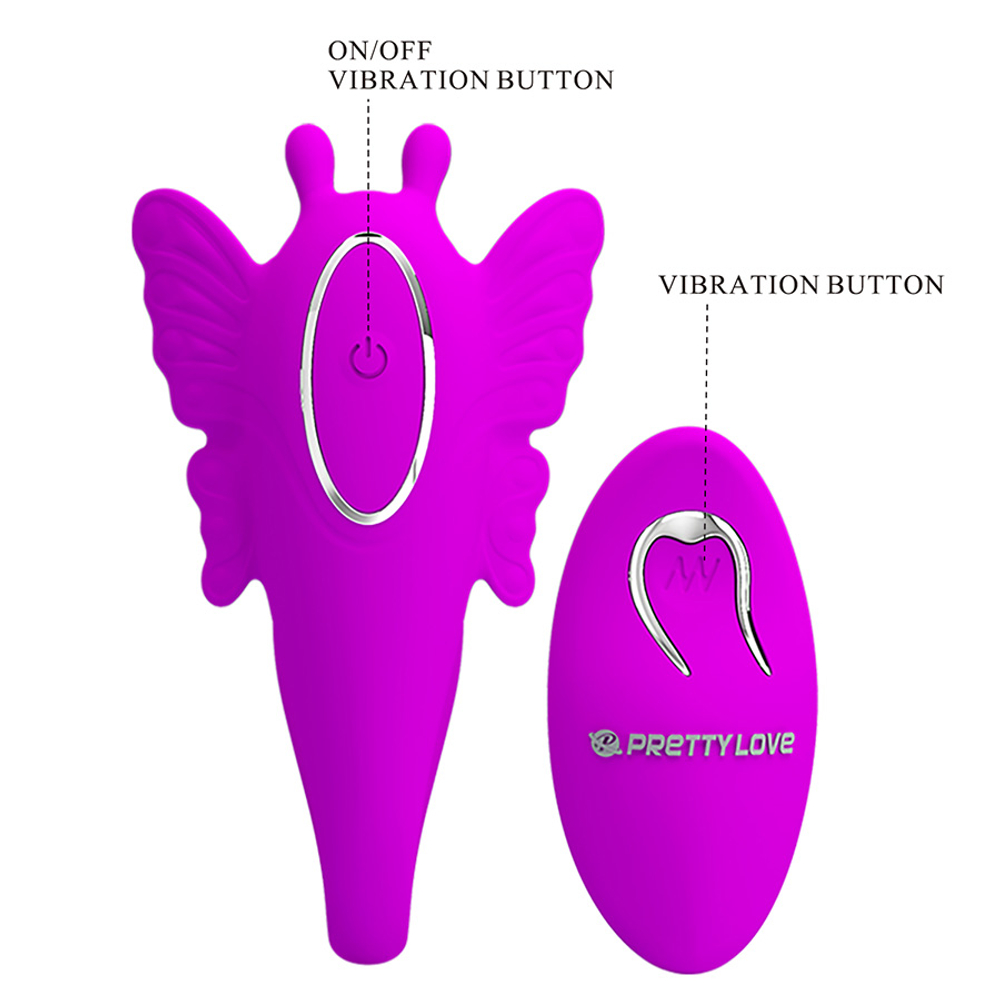 Лиловый вибратор-бабочка для пар с пультом ДУ Pretty Love Partner Vibrator Chimera BI-014824W