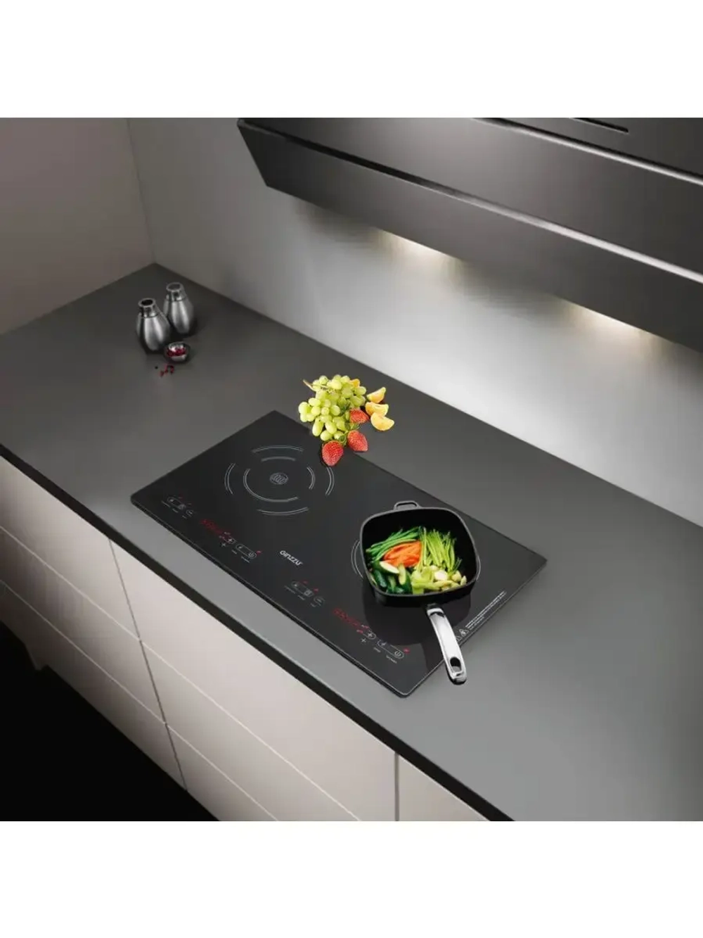 Индукционная плита сенсорная двухконфорочная с возможностью встраивания Ginzzu HCI-243 3500Вт