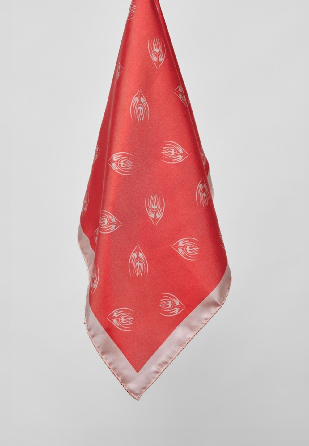 Шелковый платок Ласточка и тюльпан RED/BEIGE 70×70