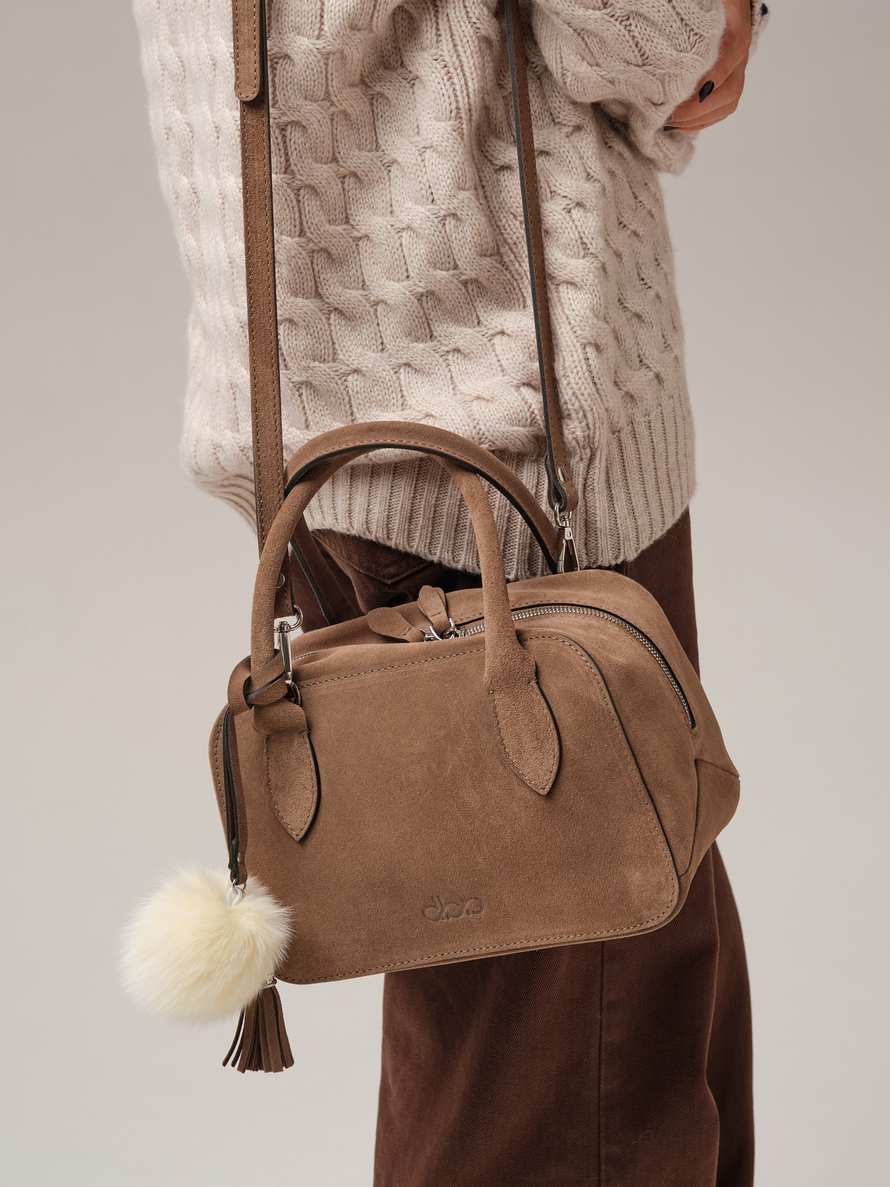 Замшевая сумка DBR 31348 капучино серо-коричневый