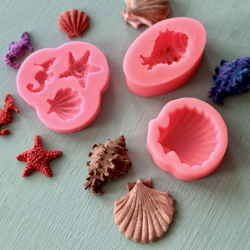 Молды силиконовые для творчества "Набор ракушек" 5 видов/ форма для мыла, воска, эпоксидной смолы, гипса и полимерной глины